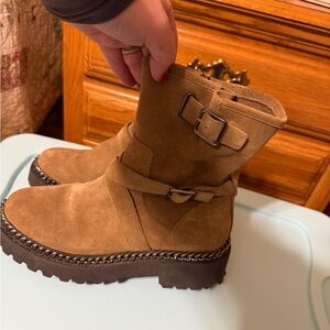 Vince Camuto Tan Suede Combat Boots